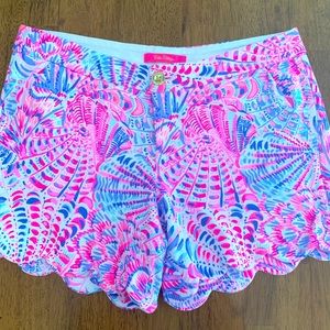 Lilly Pulitzer Buttercup Knit Shorts W/ Scallop SZ 8 Raz Berry Sea You Soon